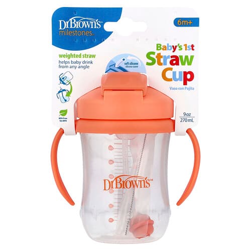 Dr. Brown's, Baby's 1st Strohhalmbecher, ab 6 Monaten, Koralle, 270 ml (9 oz.)