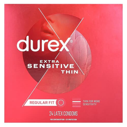 Durex, Extra Sensitiv Dünn, normale Passform, 24 Latexkondome