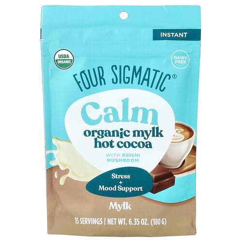 Four Sigmatic, Calm, Organic Mylk Hot Cocoa with Reishi Mushroom, Bio-Mylk-Heißer-Kakao-Reishi-Pilz, 180 g (6,35 oz.)
