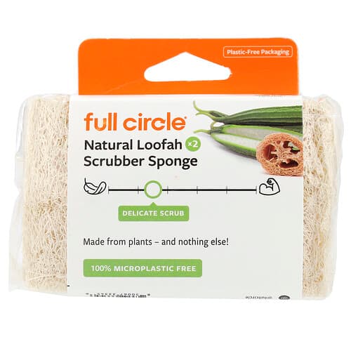 Full Circle, Natural Loofah Scrubber Sponge, natürlicher Luffa-Scheuerschwamm, 2 Stück
