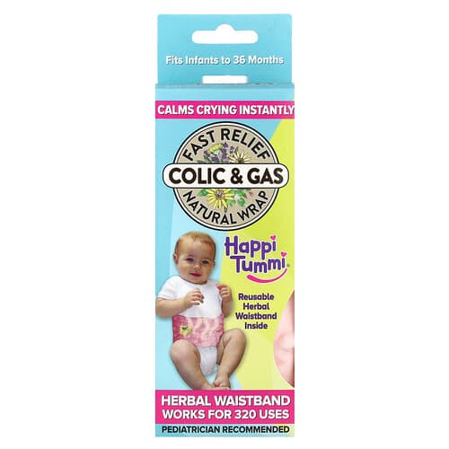 Happi Tummi, Fast Relief Colic & Blähungen, natürlicher Umschlag, für Säuglinge bis 36 Monate, pink, 1 Umschlag und 1 Kräuterbeutel