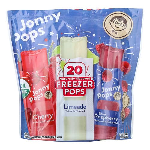 JonnyPops, Freezer Pops, Limeade, Kirsche, Blaue Himbeere, 20 Pops, je 41 ml (1,4 fl. oz.).