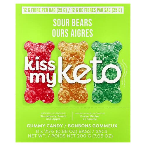 Kiss My Keto, Gummibärchen, Sour Bears, 8 Beutel, 25 g (0,88 oz.)