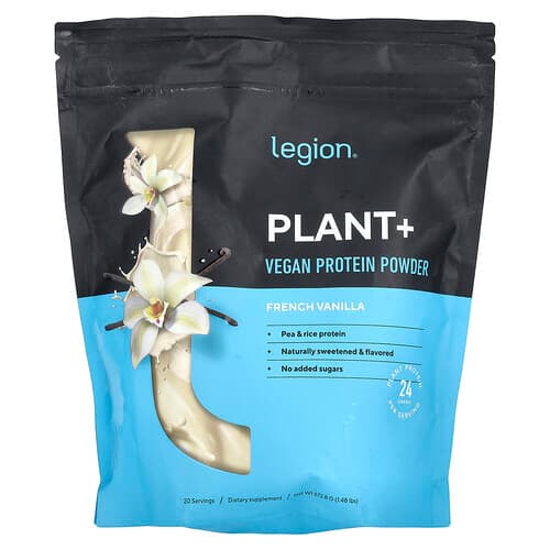 Legion Athletics, Plant+, Vegan Protein Powder, veganes Proteinpulver, französische Vanille, 672,8 g (1,48 lbs.)