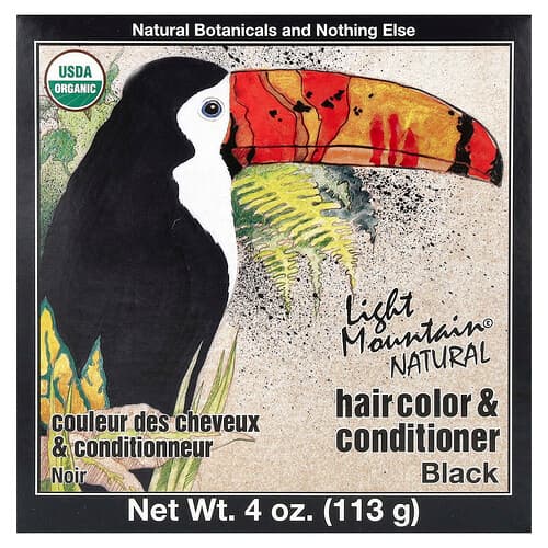 Light Mountain, Natⁿrliche Haarfarbe und -spⁿlung, schwarz, 4 oz (113 g)