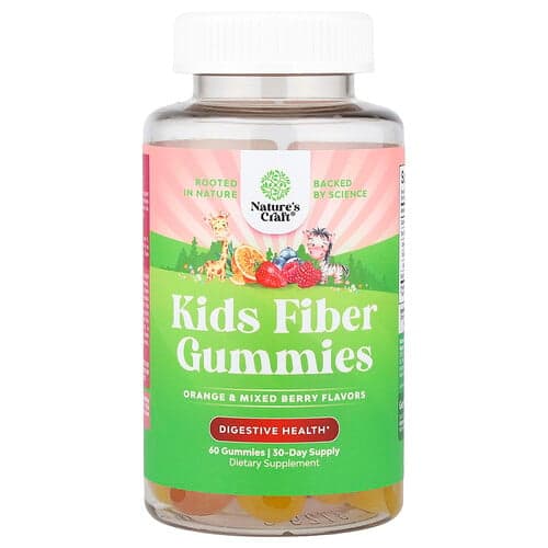 Nature's Craft, Kids, Fiber Gummies, Ballaststoff-Fruchtgummis, Orange und gemischte Beeren, 60 Fruchtgummis