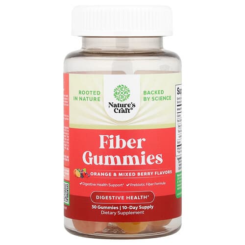 Nature's Craft, Fiber Gummies, Ballaststoff-Fruchtgummis, Orange und gemischte Beeren, 30 Fruchtgummis