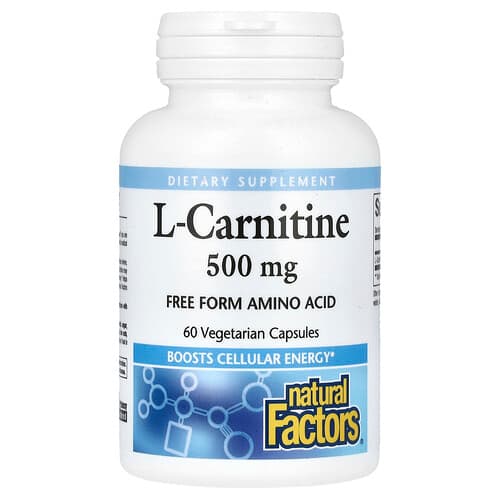 Natural Factors, L-Carnitin, 500 mg, 60 vegetarische Kapseln