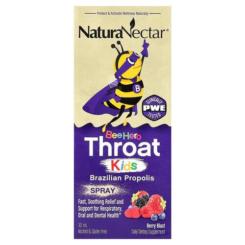 NaturaNectar, Bee Hero Throat Kids, brasilianisches Propolis-Spray, Berry Blast, 30 ml