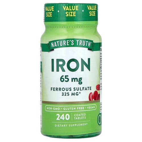 Nature's Truth, Eisen, Eisensulfat, 65 mg, 240 überzogene Tabletten