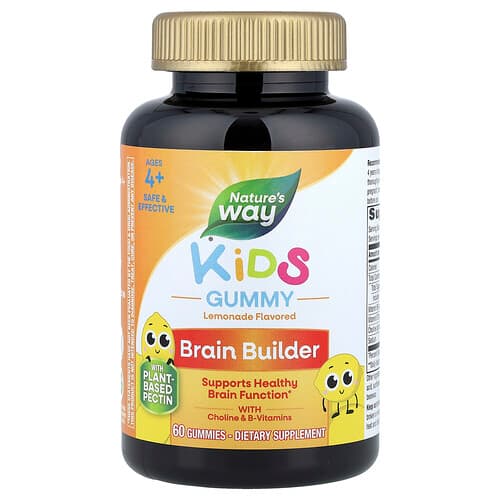 Nature's Way, Kids, Brain Builder Gummy, Fruchtgummis für Kinder, ab 4 Jahren, Limonade, 60 Fruchtgummis