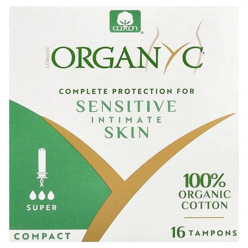 Organyc, Organic Cotton Tampons, Bio-Baumwolltampons, Kompakt, Super, 16 Tampons