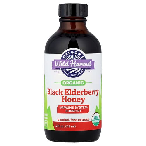 Oregon's Wild Harvest, Organic Black Elderberry Honey Extract, Bio-Holunder-Honig-Extrakt, alkoholfrei, 118 ml (4 fl. oz.)