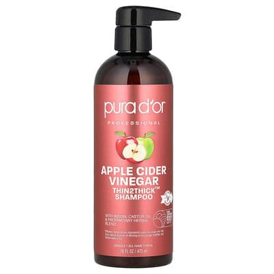 Pura D'or, Apfelessig, Thin2Thick, Shampoo, 473 ml (16 fl. oz.)