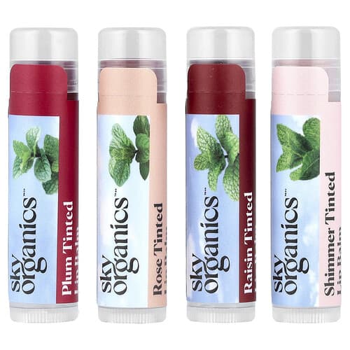 Sky Organics, Getönter Lippenbalsam mit Bienenwachs, 4 Balsame, je 4,25 g (0,15 oz.).