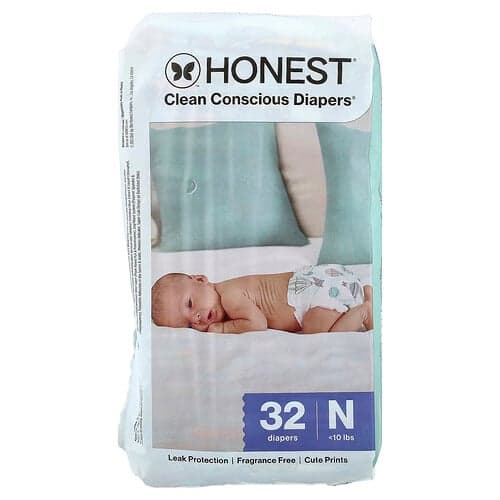 The Honest Company, Clean Conscious Diapers® Newborn, saubere Windeln für Neugeborene, <10 lbs., vor allem, 32 Windeln