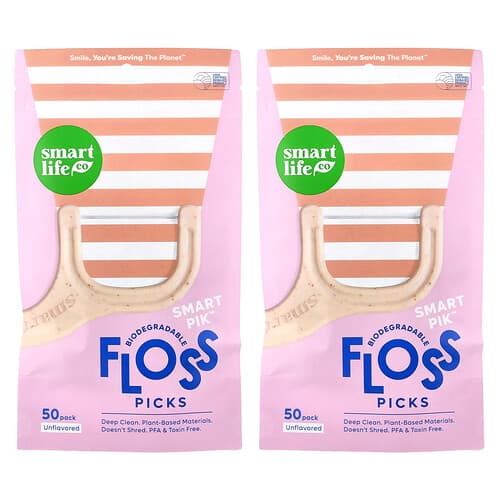 SmartLifeCo, Floss Picks, Zahnseide-Sticks, geschmacksneutral, 100 Stück