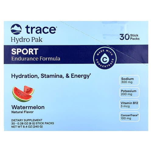 Trace, Hydro Pak Sport, Watermelon, 30 Stick Packs, 0.28 oz (8 g) Each