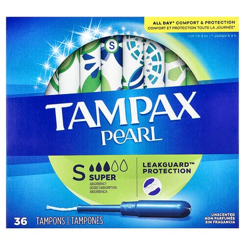 Tampax, Pearl, Super, ohne Duftstoffe, 36 Tampons