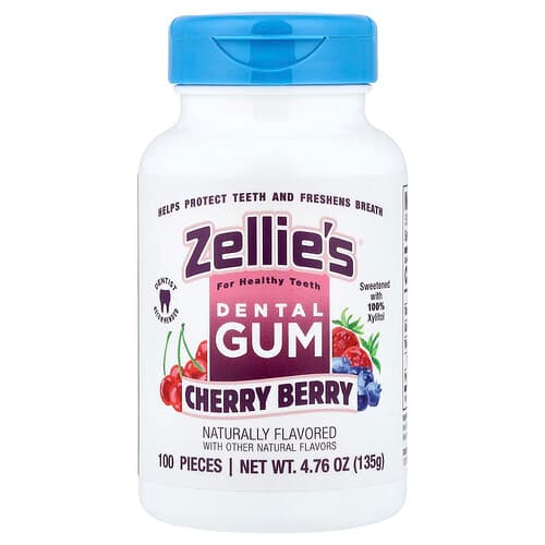 Zellie's, Dental Gum, Kirsche und Beere, 100 Stück
