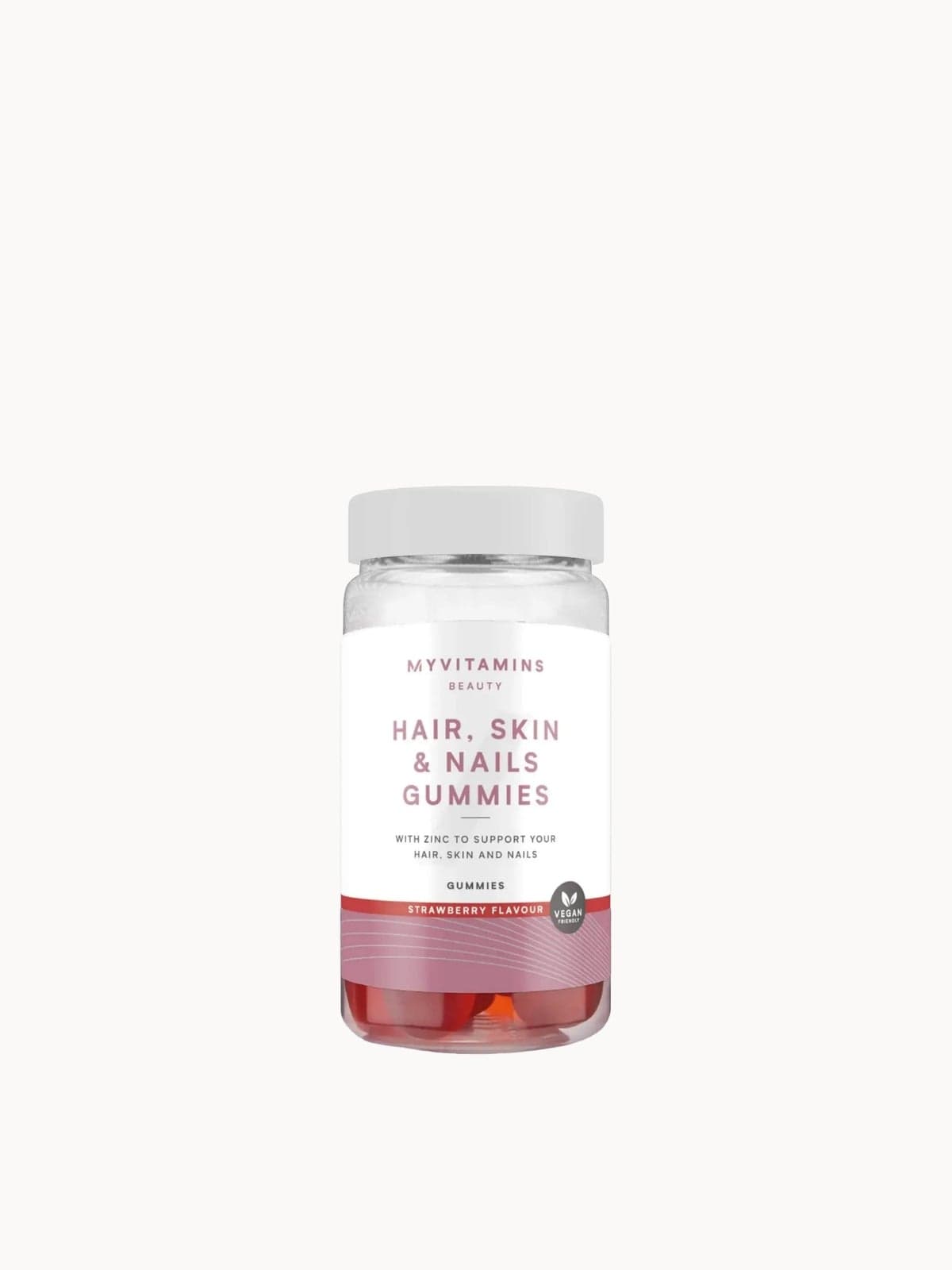 Myvitamins Hair Skin and Nails Gummies - 60 Gummies - 30servings - Strawberry (Vegan)