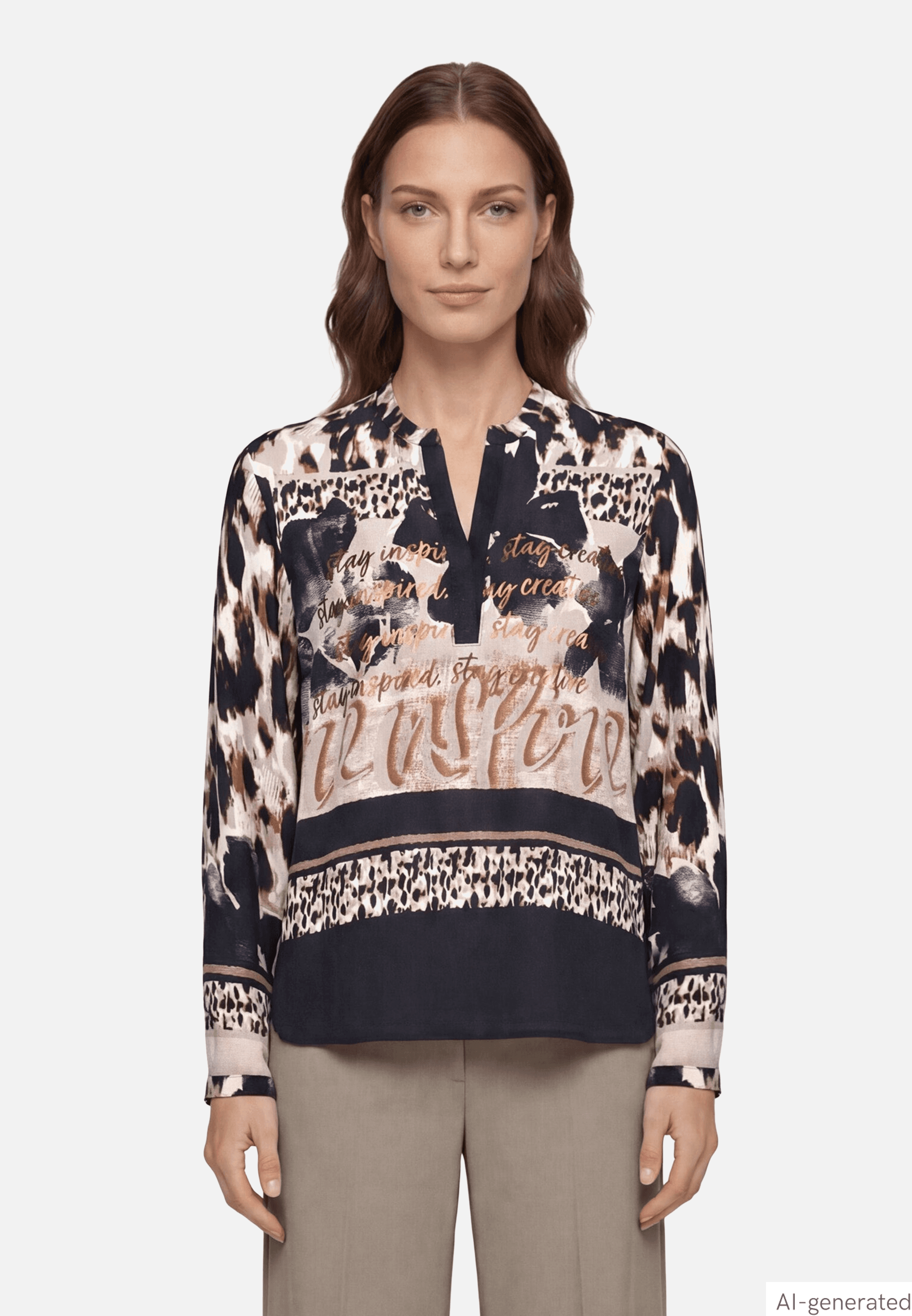 Longbluse mit Stehkragen