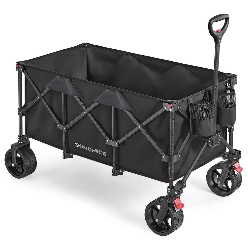 SONGMICS Handwagen faltbar, Bollerwagen, Gartenwagen, Campingwagen mit Griff, 4 abnehmbaren Rollen, Outdoor, Garten, 200 L, bis 150 kg belastbar,