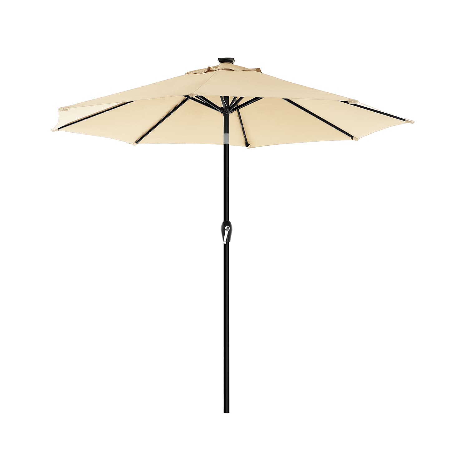 Sonnenschirm mit LED-Solar-Beleuchtung beige