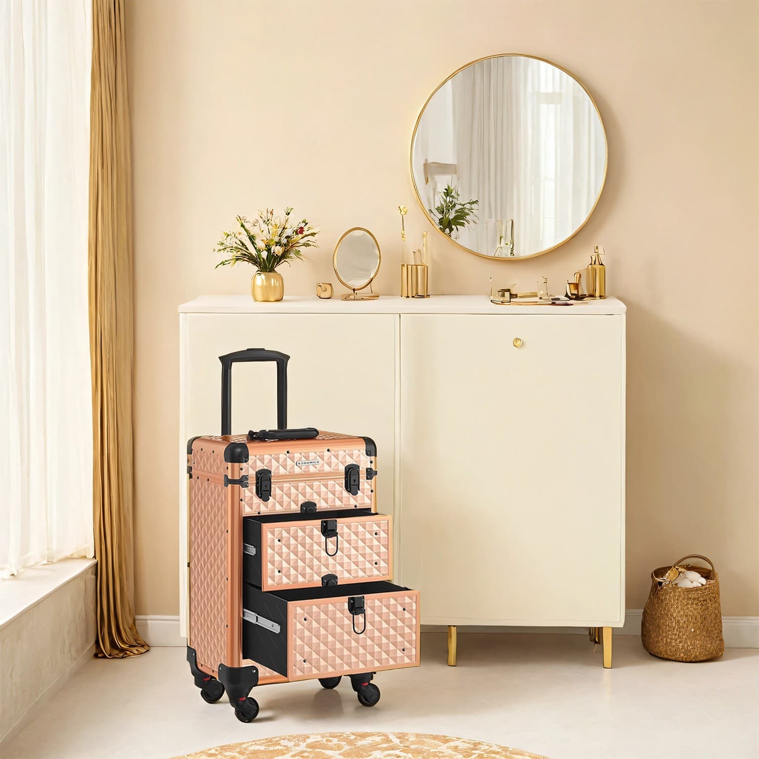 Kosmetikkoffer Trolley Friseurkoffer champagnergold
