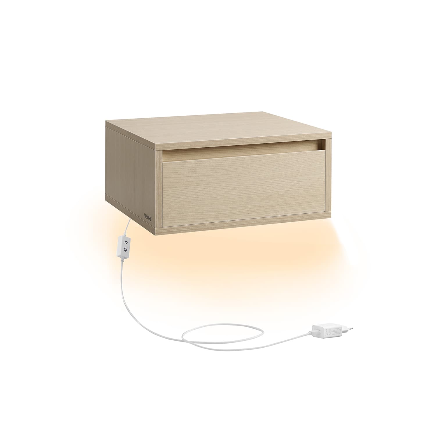 Nachttisch hängend mit Leuchten in 3 Farben naturbeige