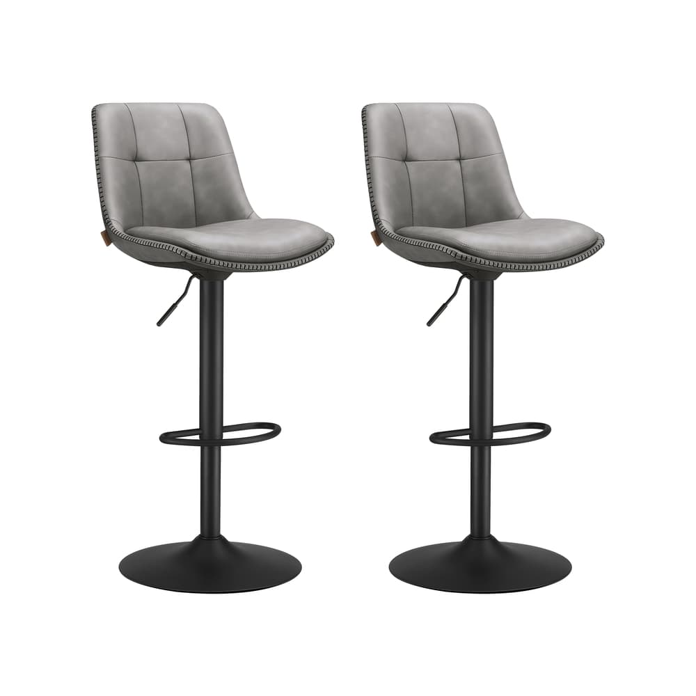 Barhocker 2er Set mit Fußstütze taubengrau