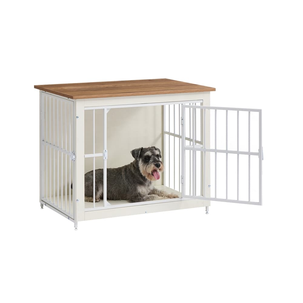 Hundekäfig Möbel Indoor bis 20 kg 2 Türen wolkenweiß-honigbraun