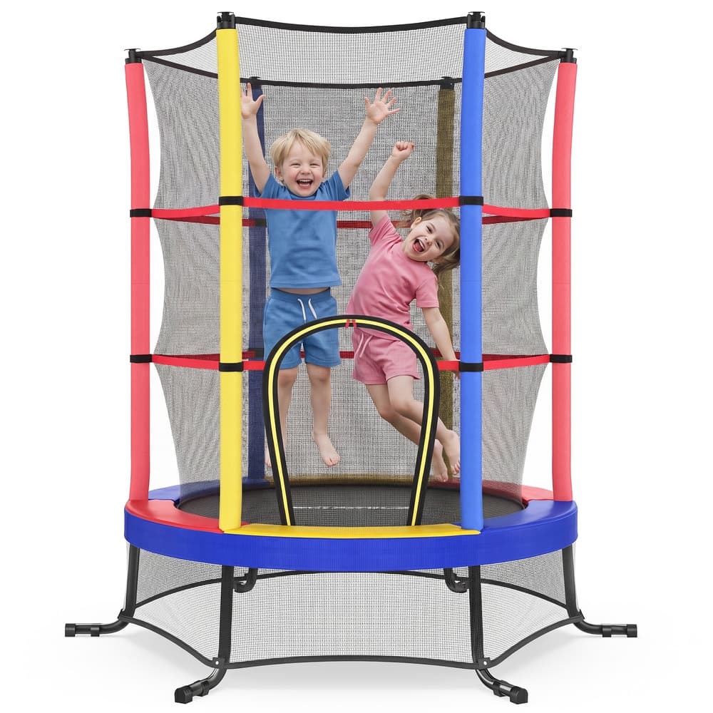Trampolin Kinder, 174 cm Kindertrampolin mit Sicherheitsnetz, Randabdeckung