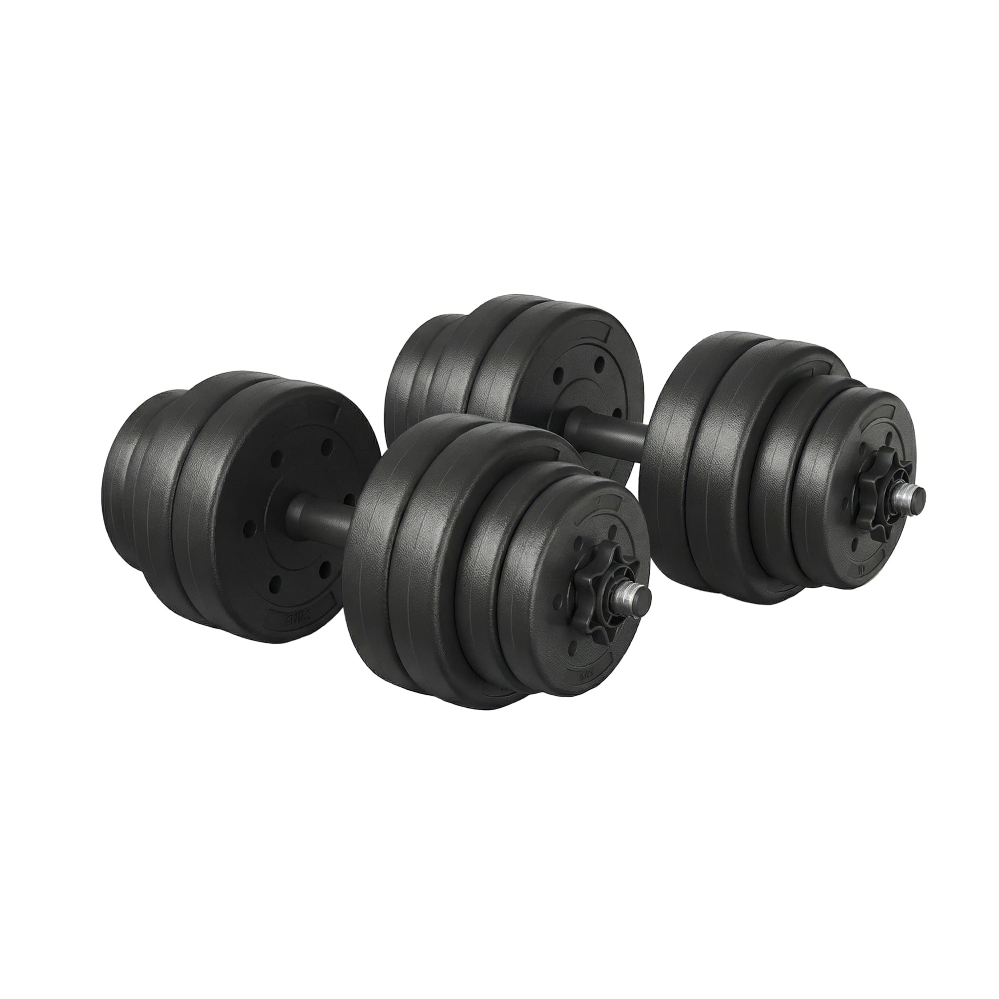 2-in-1-Hanteln, Hantelset mit Verbindungsstahlrohr, 2 x 15 kg, tintenschwarz