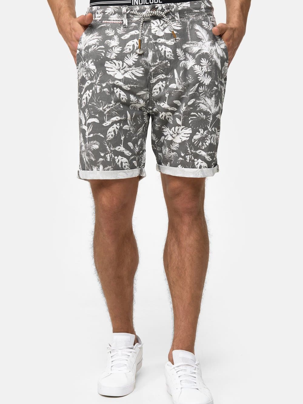 Indicode Shorts Leinen Herren grau, XL