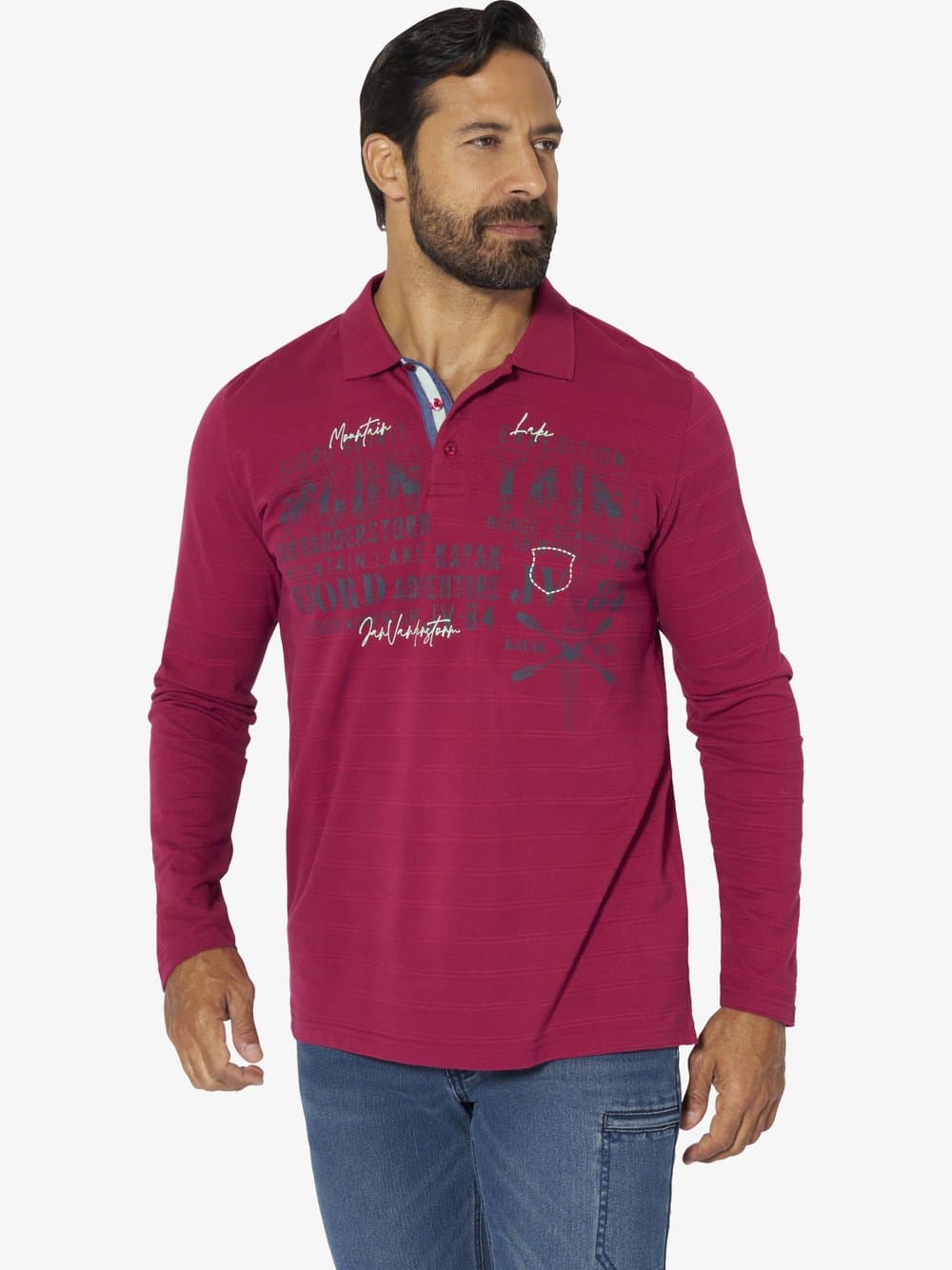 Jan Vanderstorm Langarm-Poloshirt Herren rot, XL