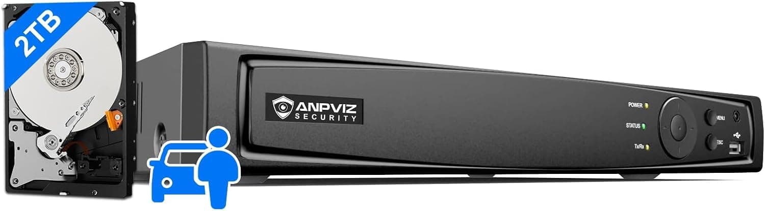 Anpviz 8CH 12MP POE NVR Network Video Recorder for Home Security Camera System, 2TB Hard Drive