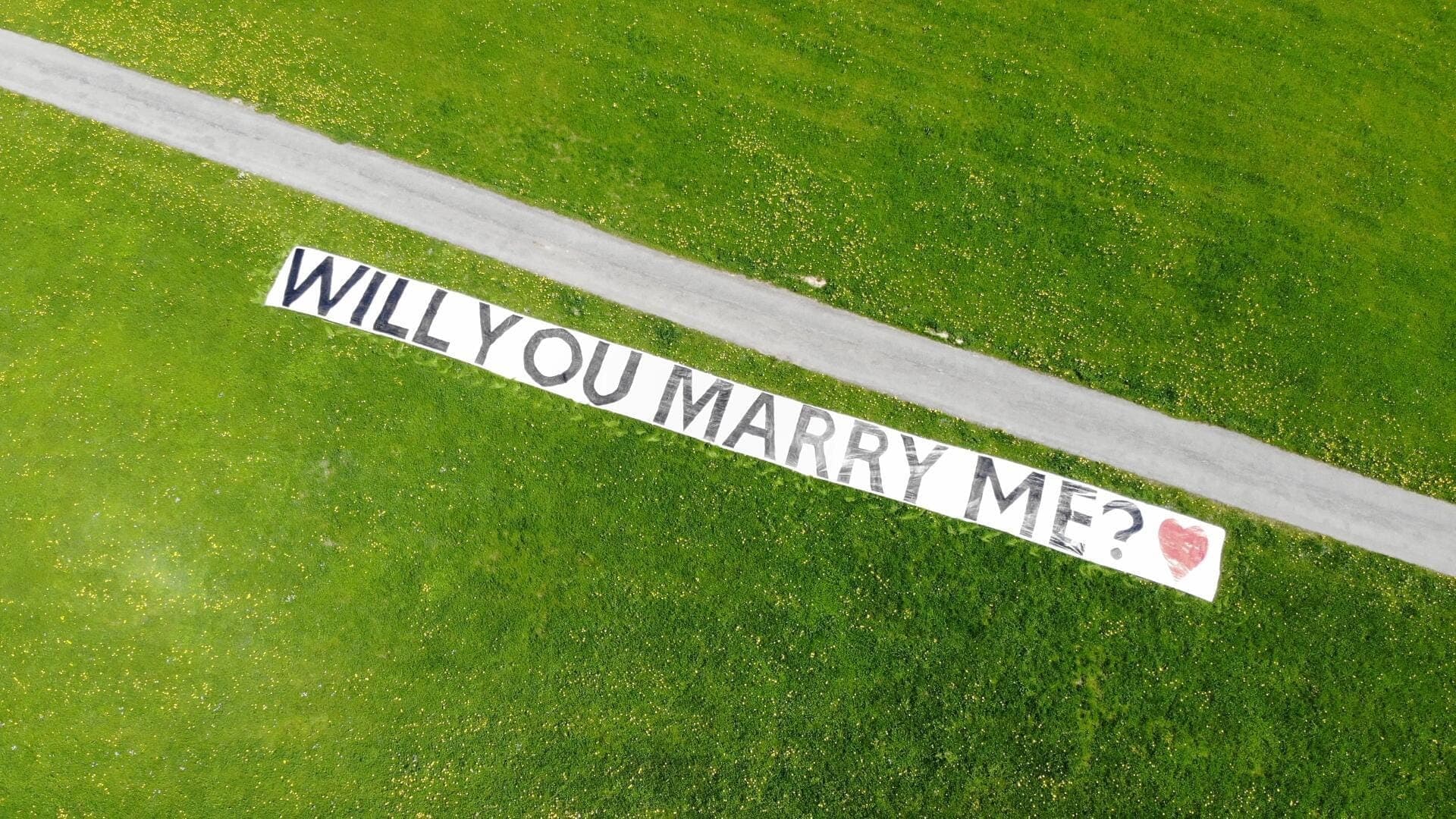 Heiratsantrag aus der Luft, Mit grossem Banner