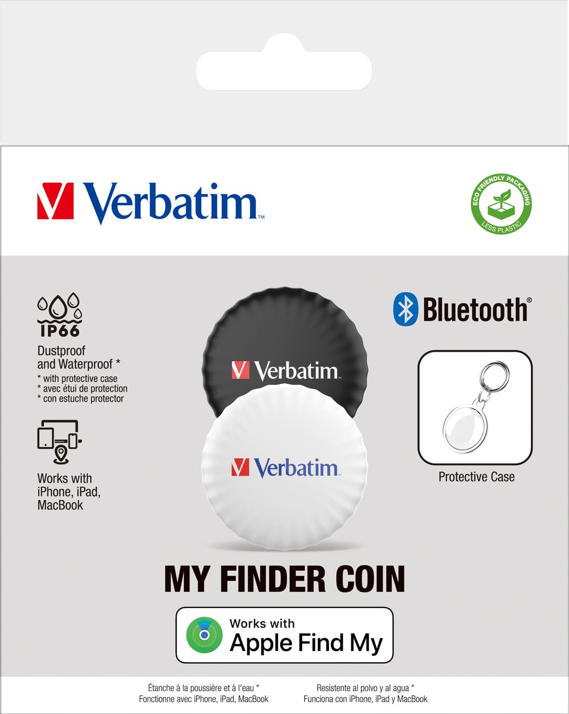 Verbatim Tracker, My Finder Coin, MYFC-02BW, schwarz-weiss Bluetooth, für Apple Find My App, Retail (2-Pack)