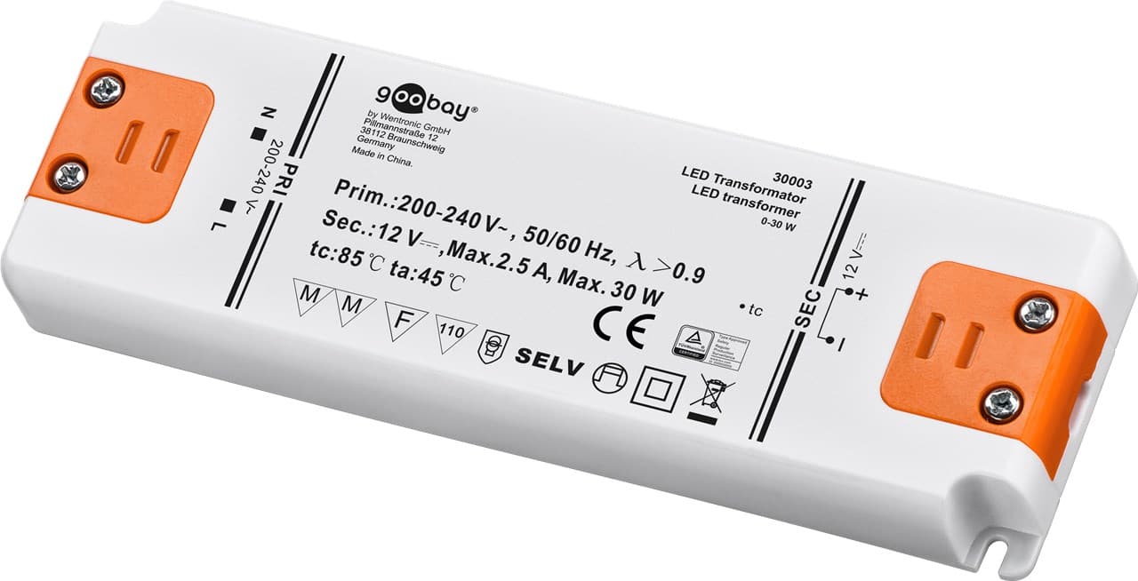 LED-Trafo 12 V/30 W 12 V DC für LEDs bis 30 W Gesamtlast