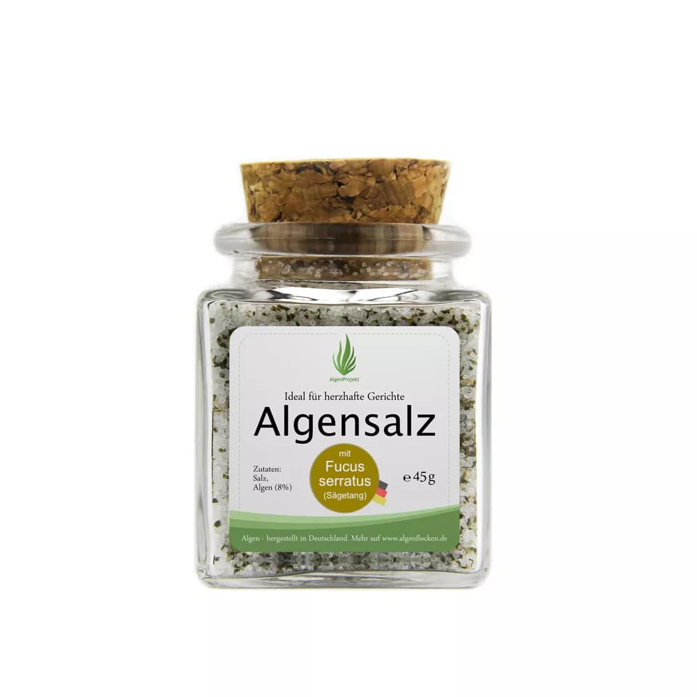 Algensalz mit Fucus serratus (Sägetang), 45 g, 100% Algen aus Deutschland, nachhaltige Meeresalgen