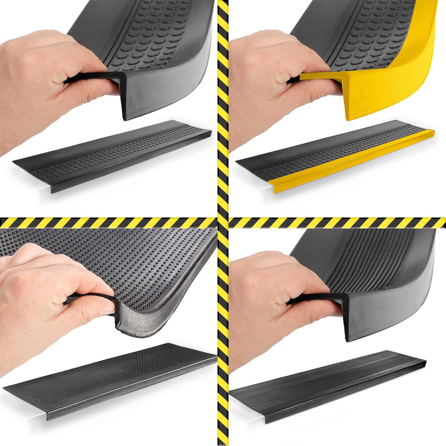 Stufenmatten Gummi TreppenschutzTreppenmatte Breite 30cm Stufenschutz Sicherheitsmatte Punkte Schwarz 77x25x3cm