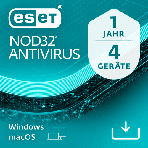 NOD32 Antivirus Vollversion Lizenz   4 Computer 1 Jahr (Download)