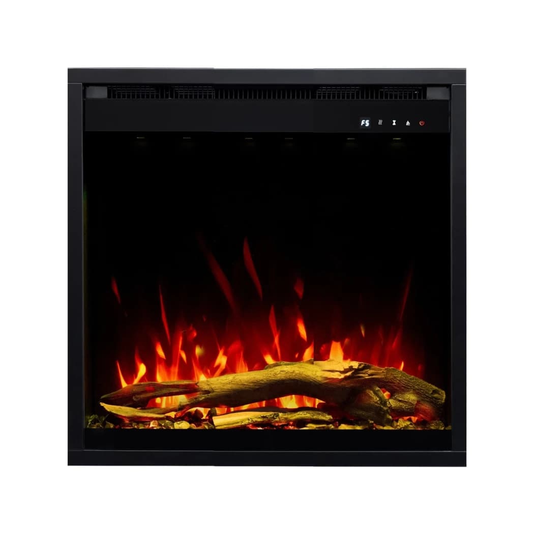 Aflamo 3D Elektrischer Kamineinsatz 60 × 60 cm (24") – Quadratisch Eingebaut, LED-Flamme, Flackerndes Glutbett, Smarte App