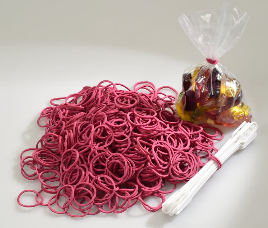 dm-folien Gummiringe im Beutel, rot, 120 mm, Großpackung