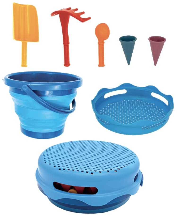 SCHILDKRÖT 7in1 Sand-Spielzeug Falteimer Set, blau