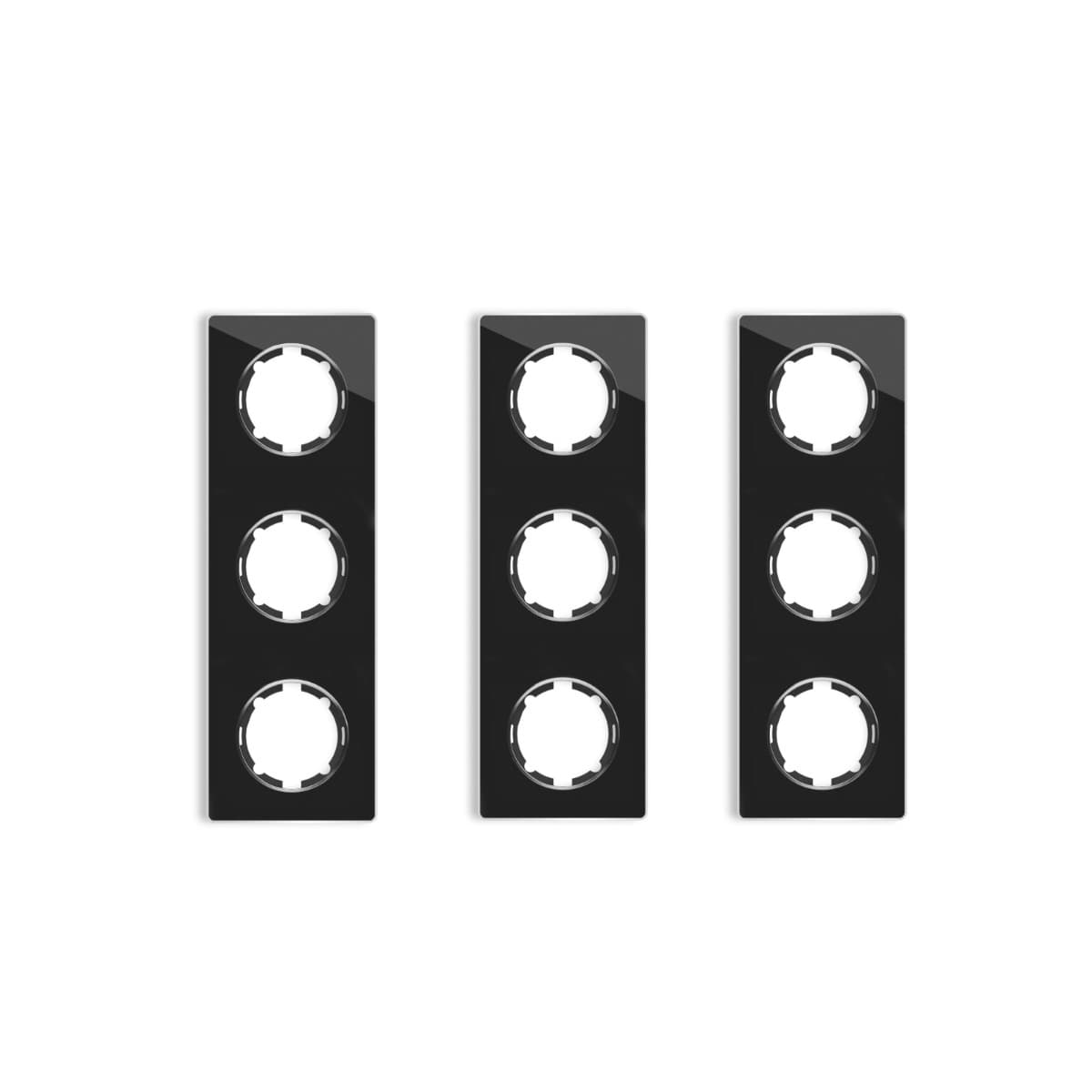 OneKeyElectro Set: 3х Garda Glas- Abdeckrahmen Set, Abdeckrahmen (3fach, senkrecht) für Lichtschalter oder Steckdose, Unterputz, matt-