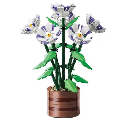 bricksNblocks� Bausteine ??Petunie wei� lila im Topf, ca. 663 Bausteine, kompatibel mit Lego - 32108