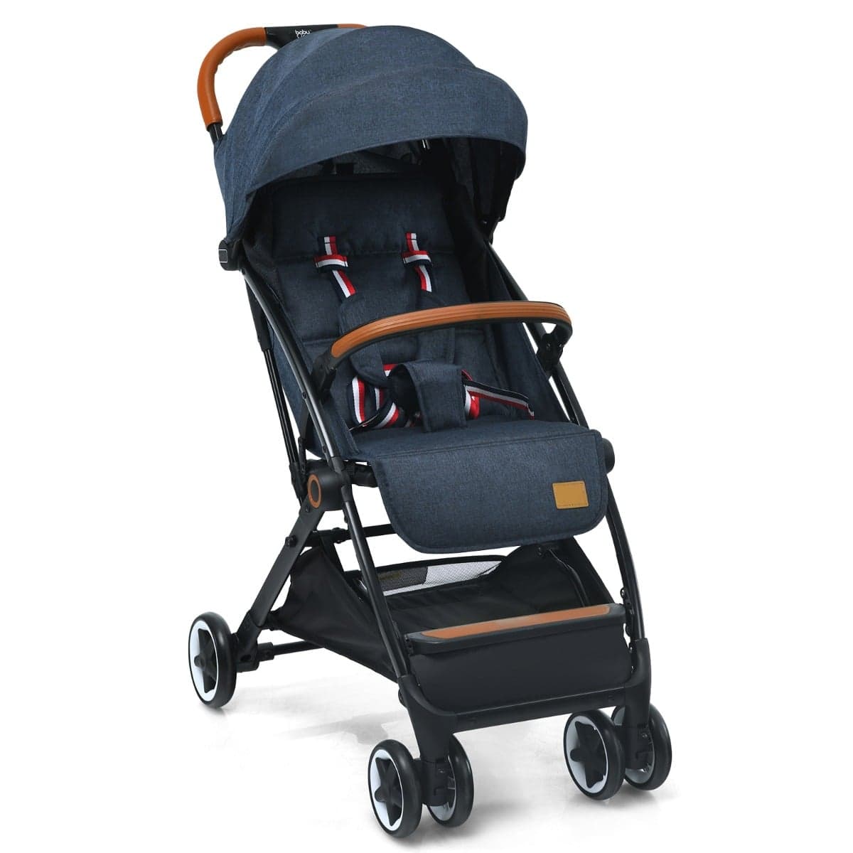 Costway Faltbarer Kinderwagen mit verstellbare Rückenlehne & Fußstütze & Verdeck Blau