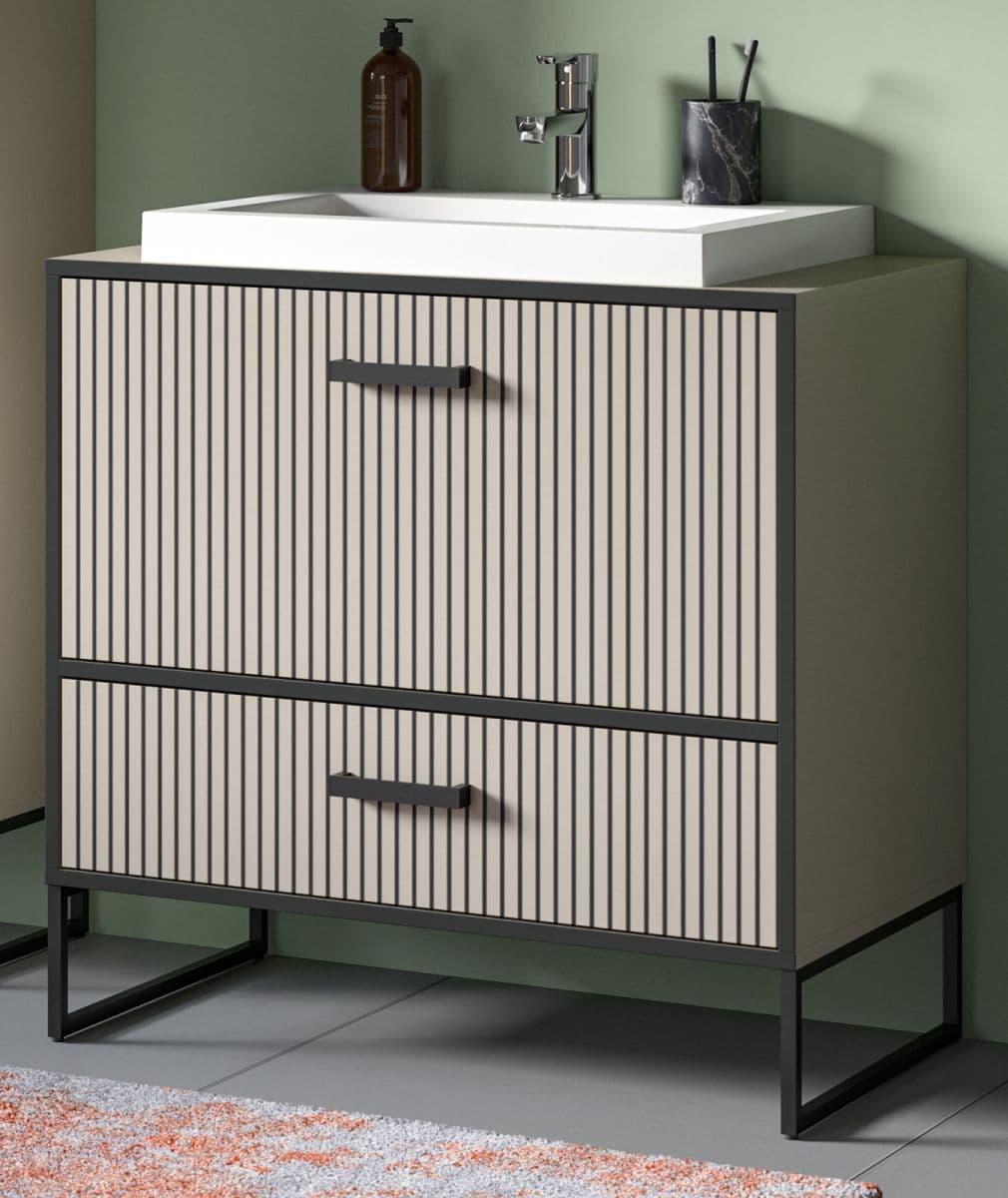 Waschbeckenunterschrank mit Waschbecken Scana in sand 80 cm